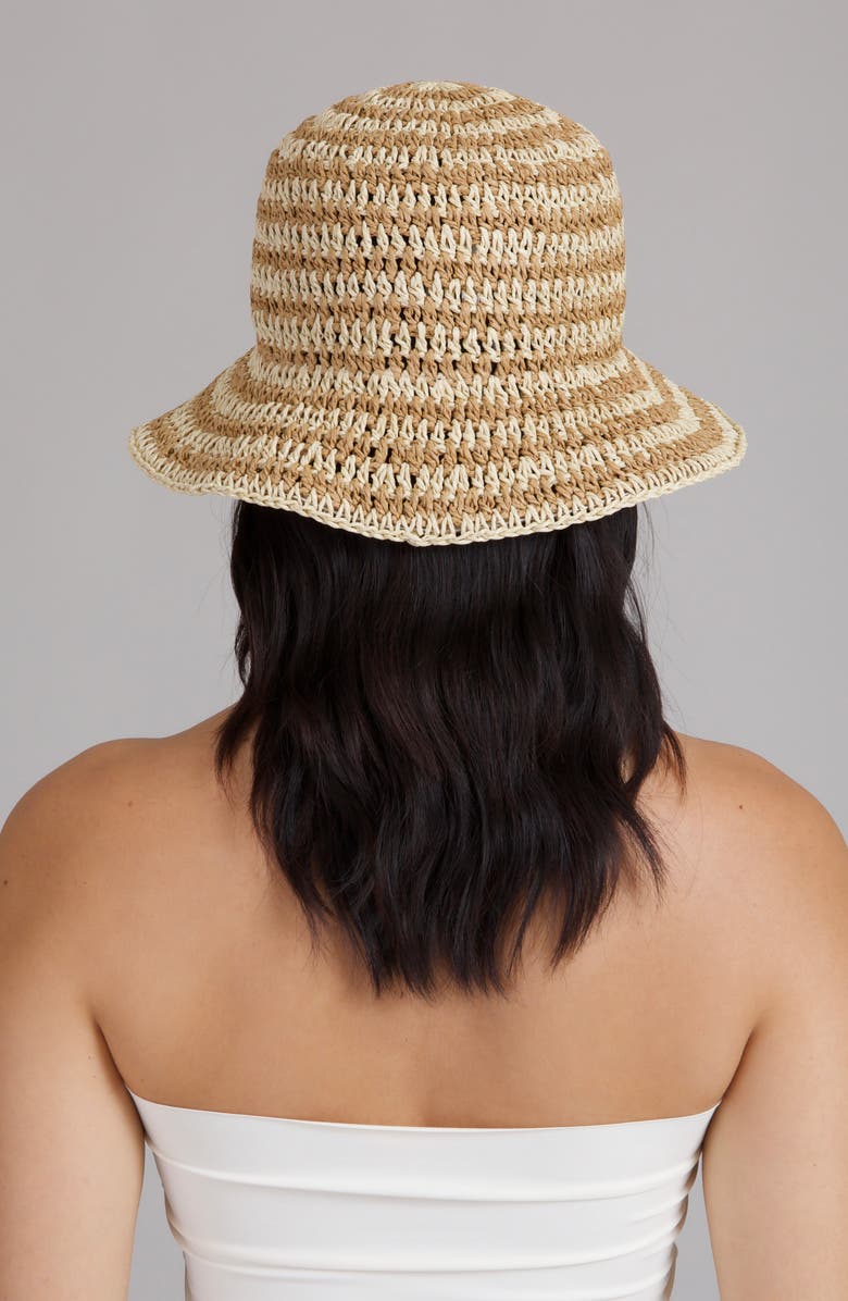 Eugenia Kim Jonah Crochet Straw Bucket Hat, Alternate, color, Natural/ Camel
