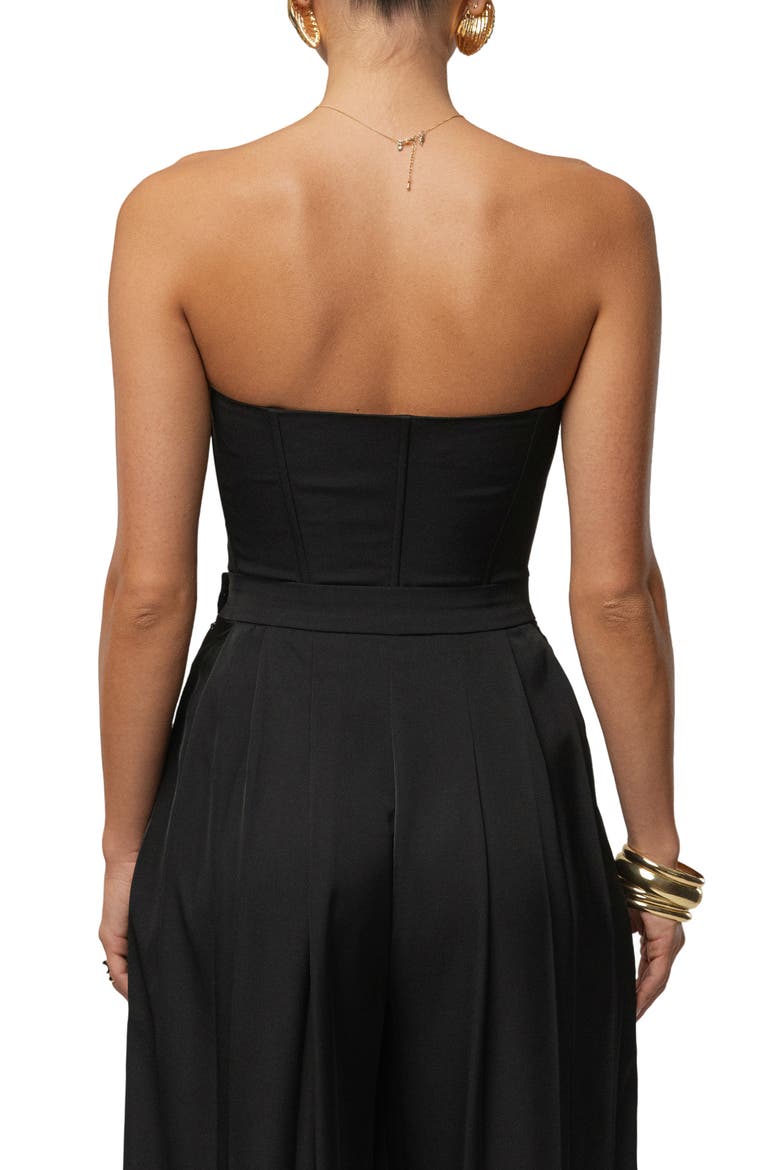 VIiv Satin Strapless Bustier Top, Alternate, color, BLACK