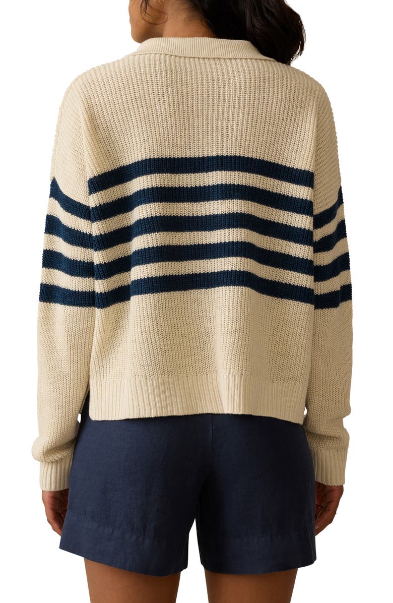 Faherty Miramar Linen & Organic Cotton Polo Sweater, Alternate, color, Ocean Ties Stripe