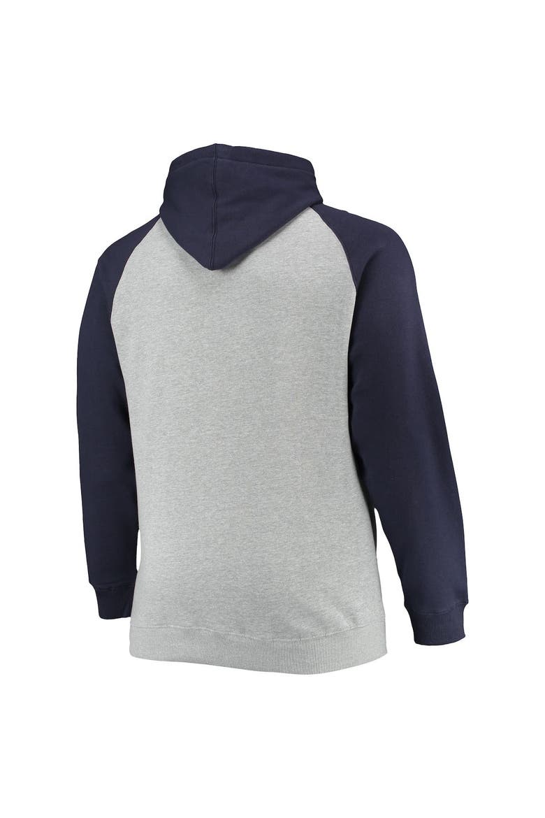 Men's Fanatics Branded Heathered Gray/Navy Milwaukee Brewers Big & Tall Raglan Pullover Hoodie, Alternate, color, Heather Gray
