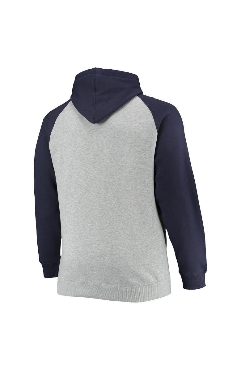 FANATICS Men's Fanatics Branded Heathered Gray/Navy Milwaukee Brewers Big & Tall Raglan Pullover Hoodie, Alternate, color, 