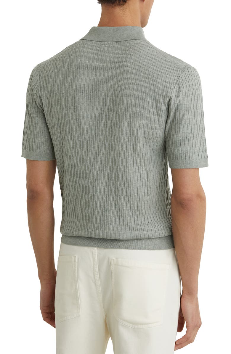 Reiss Era Basket Weave Knit Polo Sweater, Alternate, color, Soft Sage
