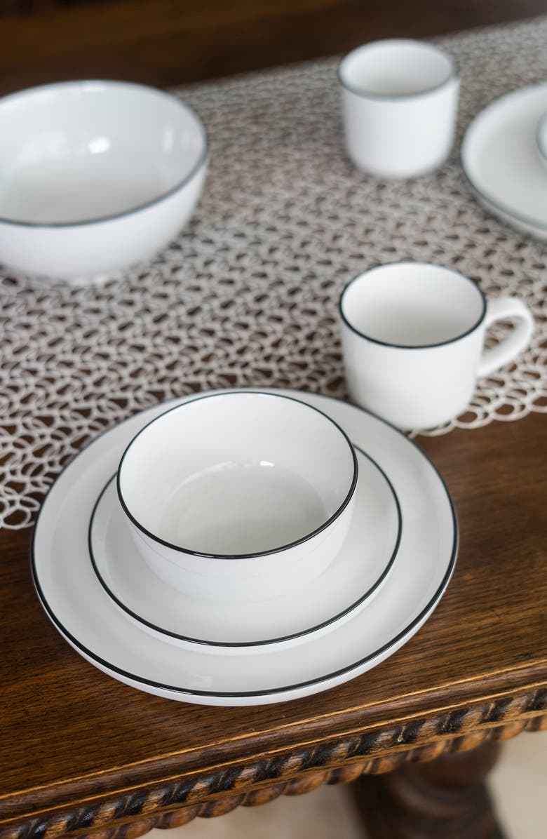 BIA Cordon Bleu 16-Piece Silhouette Dining Set, Alternate, color, White W/ Black