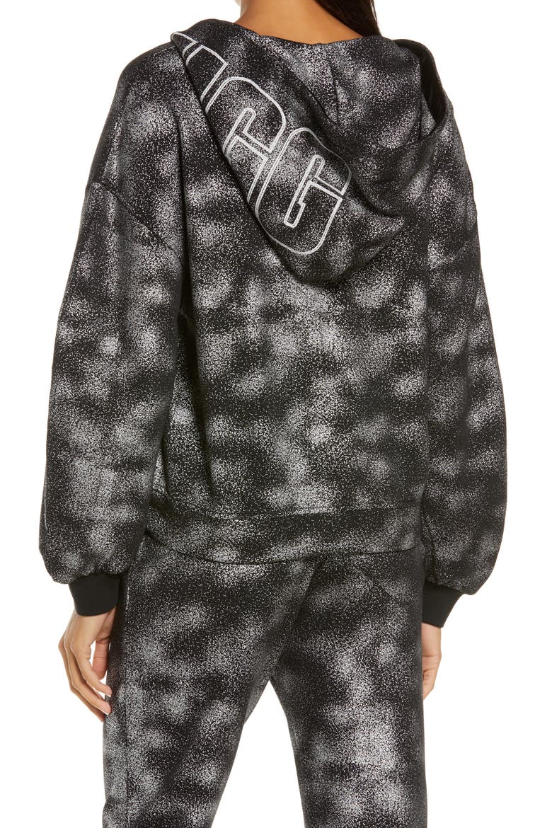 UGG Abbi Zip Up Hoodie, Alternate, color, BLACK METALLIC