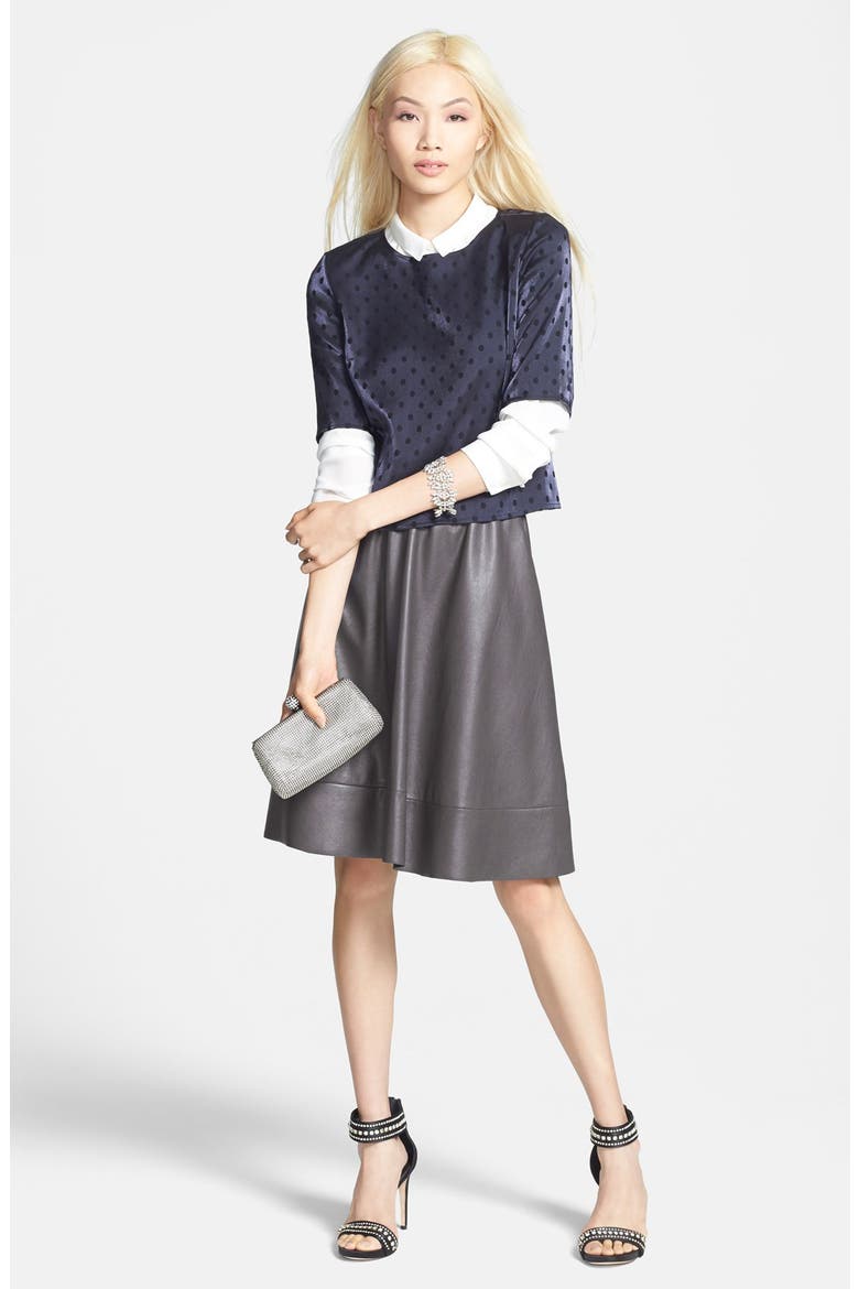 Faux Leather A-Line Skirt, Alternate, color, GREY