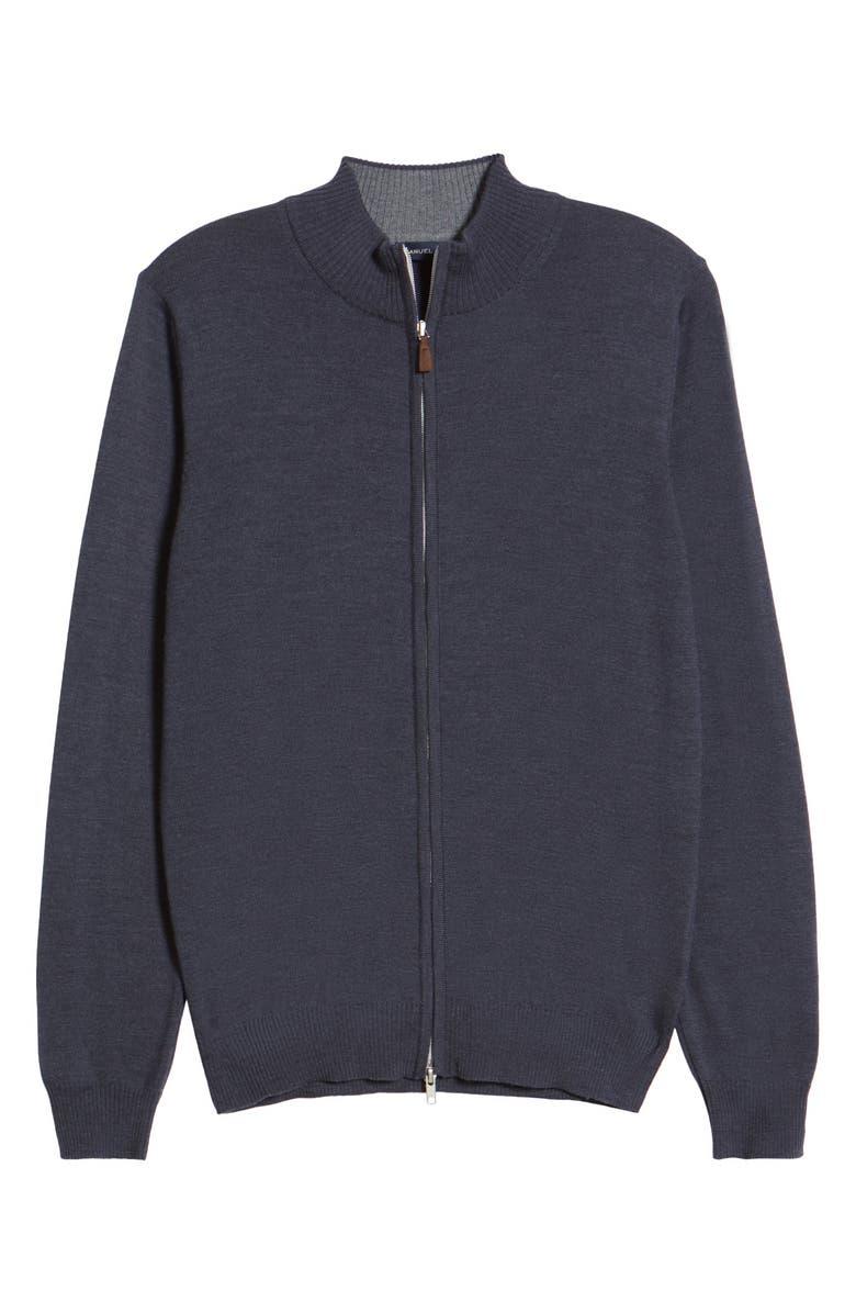 Emanuel Berg Light Gauge Merino Wool Zip Cardigan, Alternate, color,