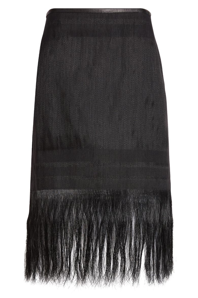 Horsehair Fringe Pencil Skirt, Main, color, BLACK