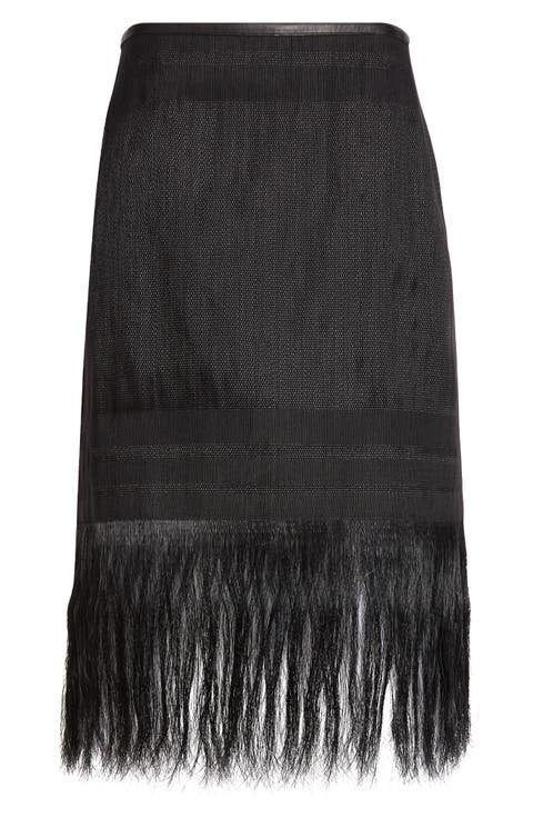 Horsehair Fringe Pencil Skirt