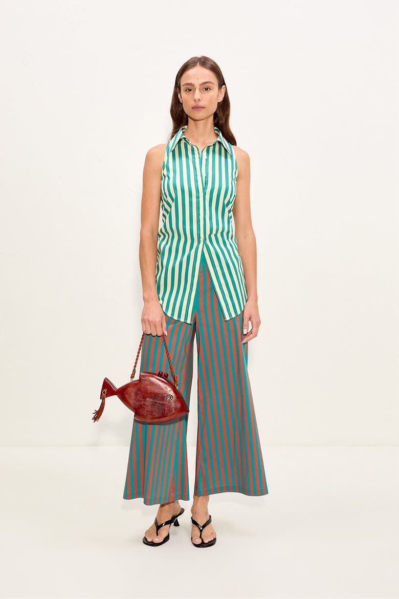 Toni Poplin Pant, Alternate, color, Teal/Brick Stripe