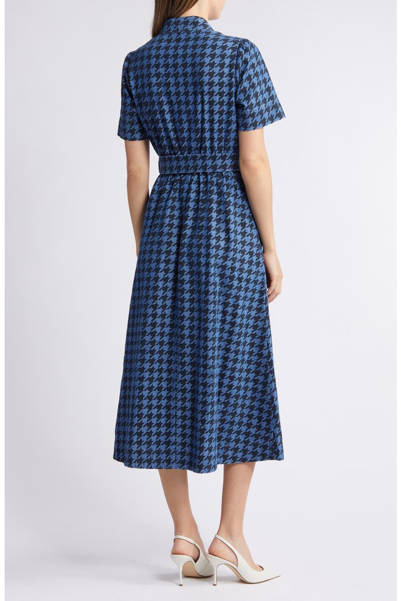 Houndstooth Print Denim Shirtdress, Alternate, color, MEDIUM WASH/ BLACK
