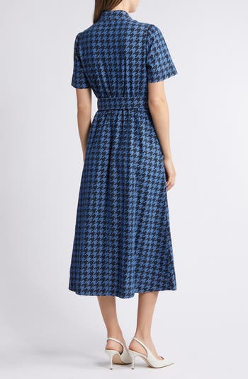 Houndstooth Belted Shirtdress