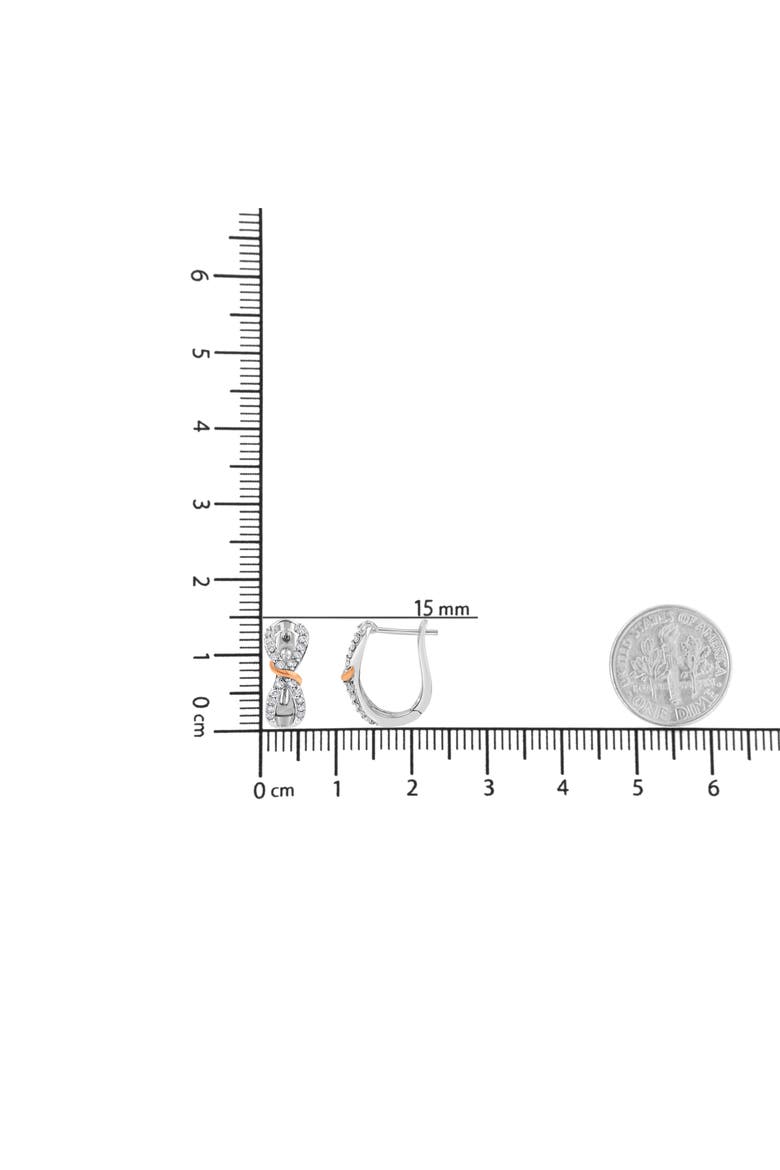 10K White and Rose Gold 1/3 Ct Diamond Infinite and Ribbon Hoop Earrings, Alternate, color, White