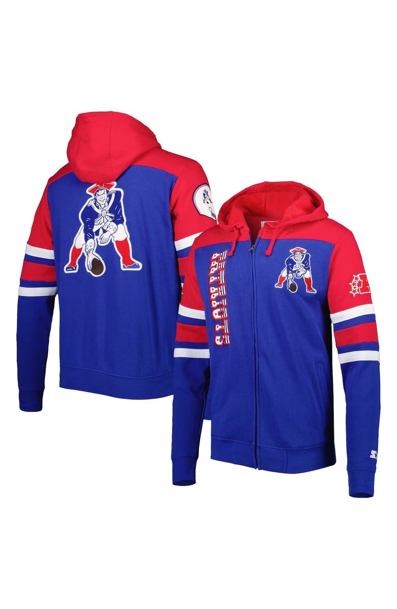 STARTER Men's Starter Royal New England Patriots Extreme Vintage Logos Full-Zip Jacket, Main, color,