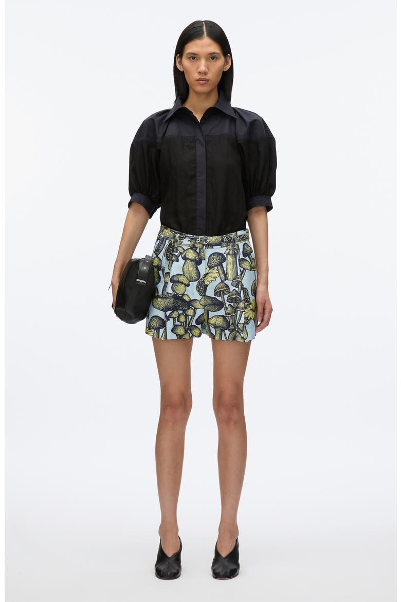 Ethereal Mushrooms Cotton & Silk Shorts, Alternate, color, SKY BLUE MULTI
