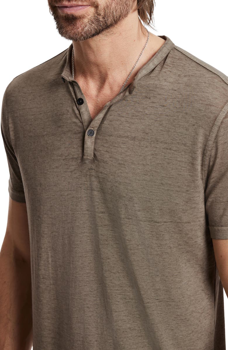 John Varvatos Duke Short Sleeve Slub Henley, Alternate, color, Spruce