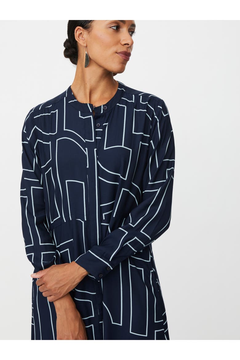 Nataly Long Sleeve A-Line Midi Dress, Alternate, color, Navy Blazer