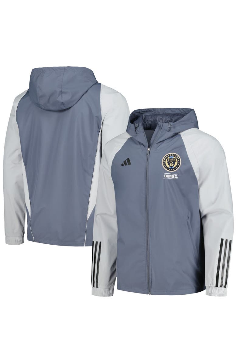 adidas Men's adidas Gray Philadelphia Union 2024 All-Weather Raglan Full-Zip Jacket, Main, color, 