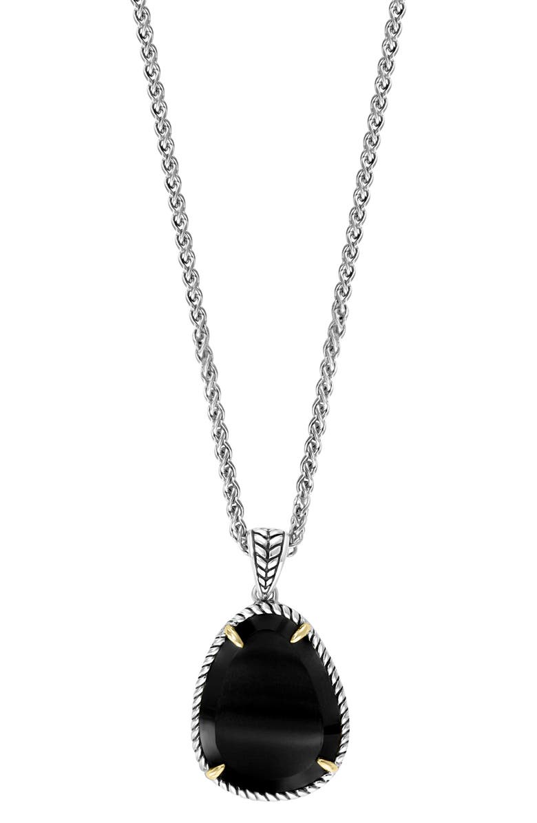 EFFY Oval Onyx Pendant Necklace, Main, color, Black