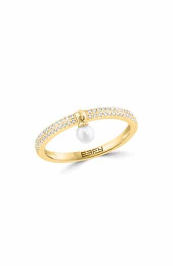 Freshwater Pearl and Diamond Dangle Ring