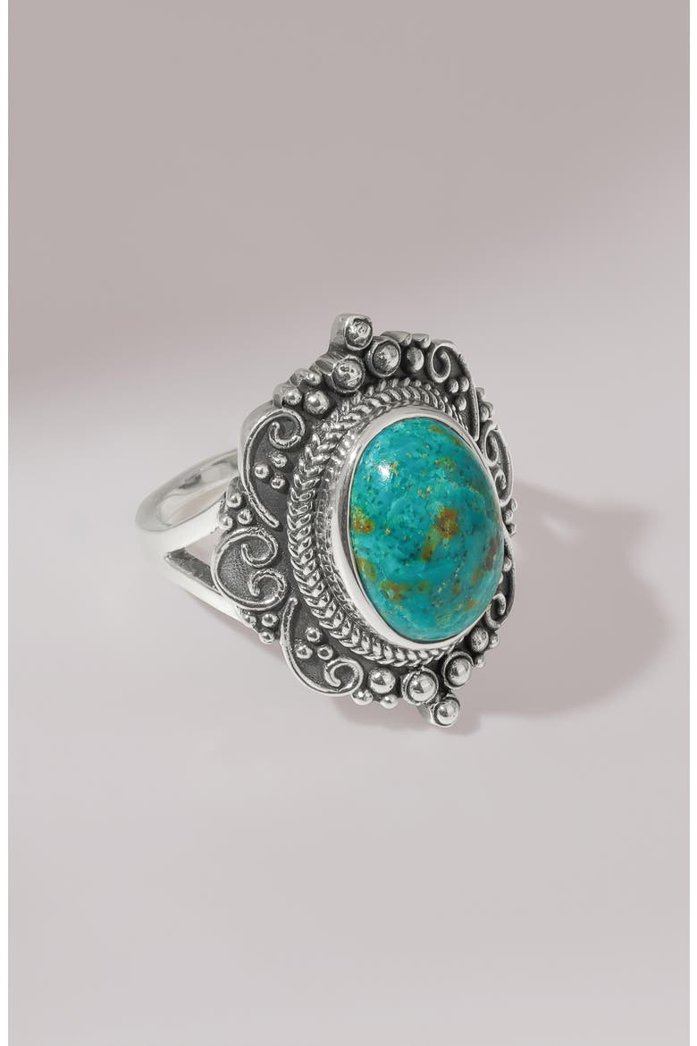 Chrysocolla Silver Plated Ring, Alternate, color, BLUE