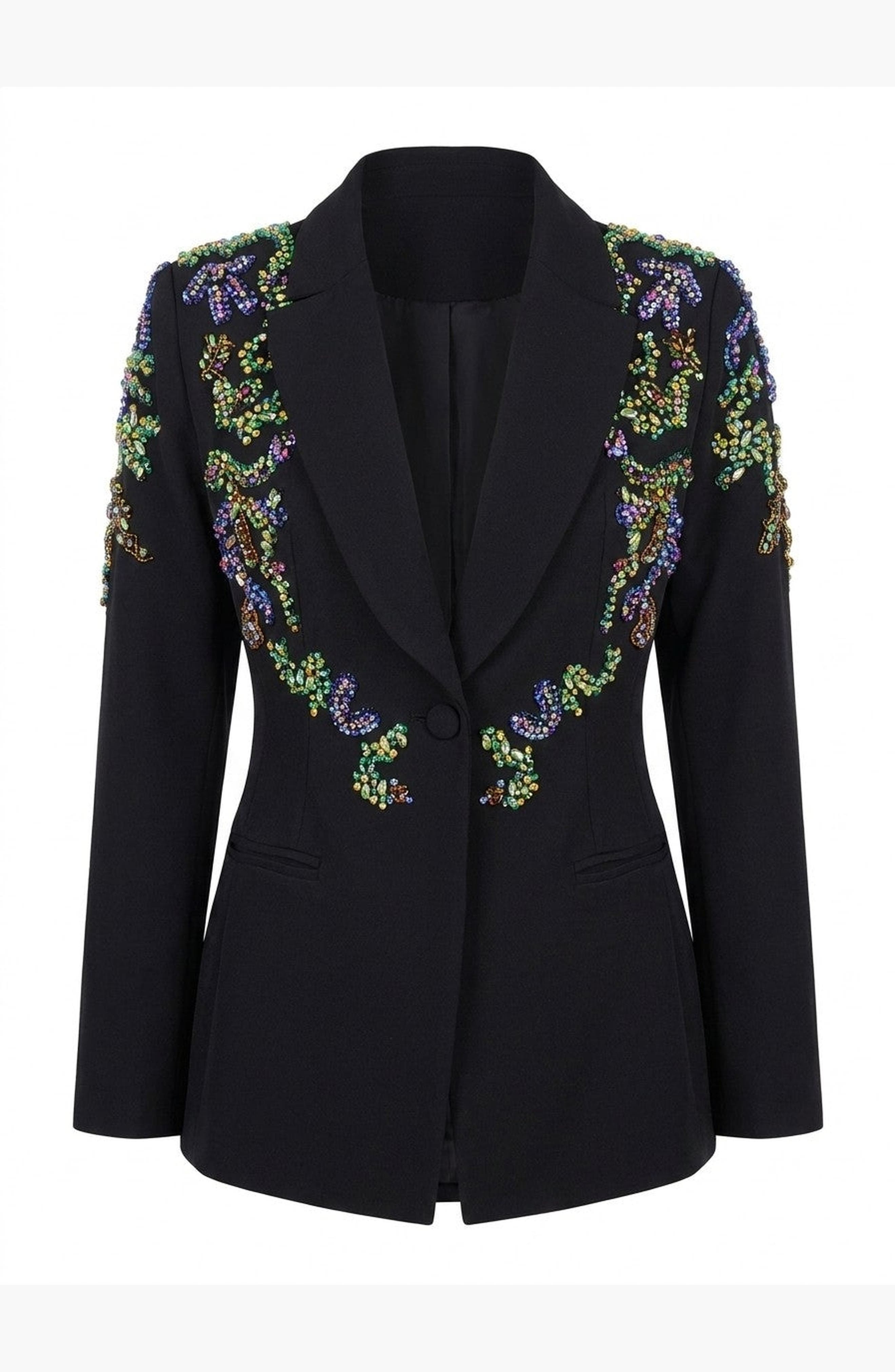 Modenaire Embellished Beaded Blazer In Black