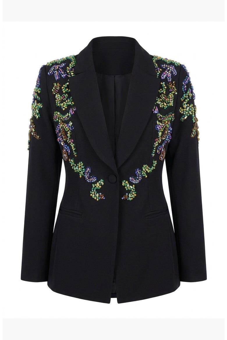 Embellished Beaded Blazer, Main, color, Black