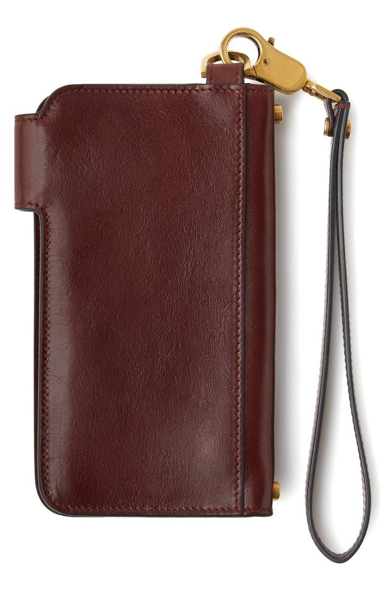 Versace Emblème Long Leather Wallet, Alternate, color, Rosewood-Gold 82