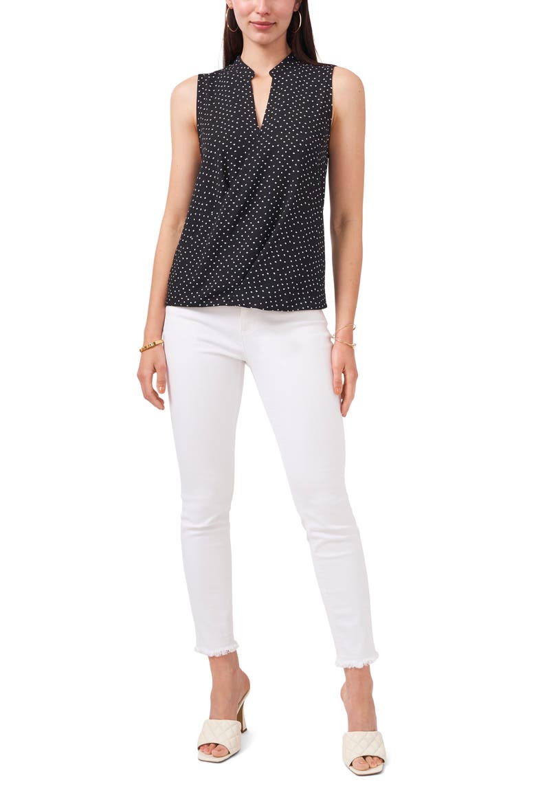 Dot Print Wrap Front Georgette Blouse, Alternate, color, RICH BLACK