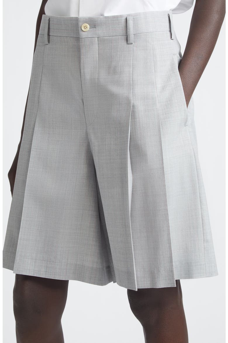 Pleated Yarn Dyed Tropical Wool Shorts, Alternate, color, GREY/ PINK
