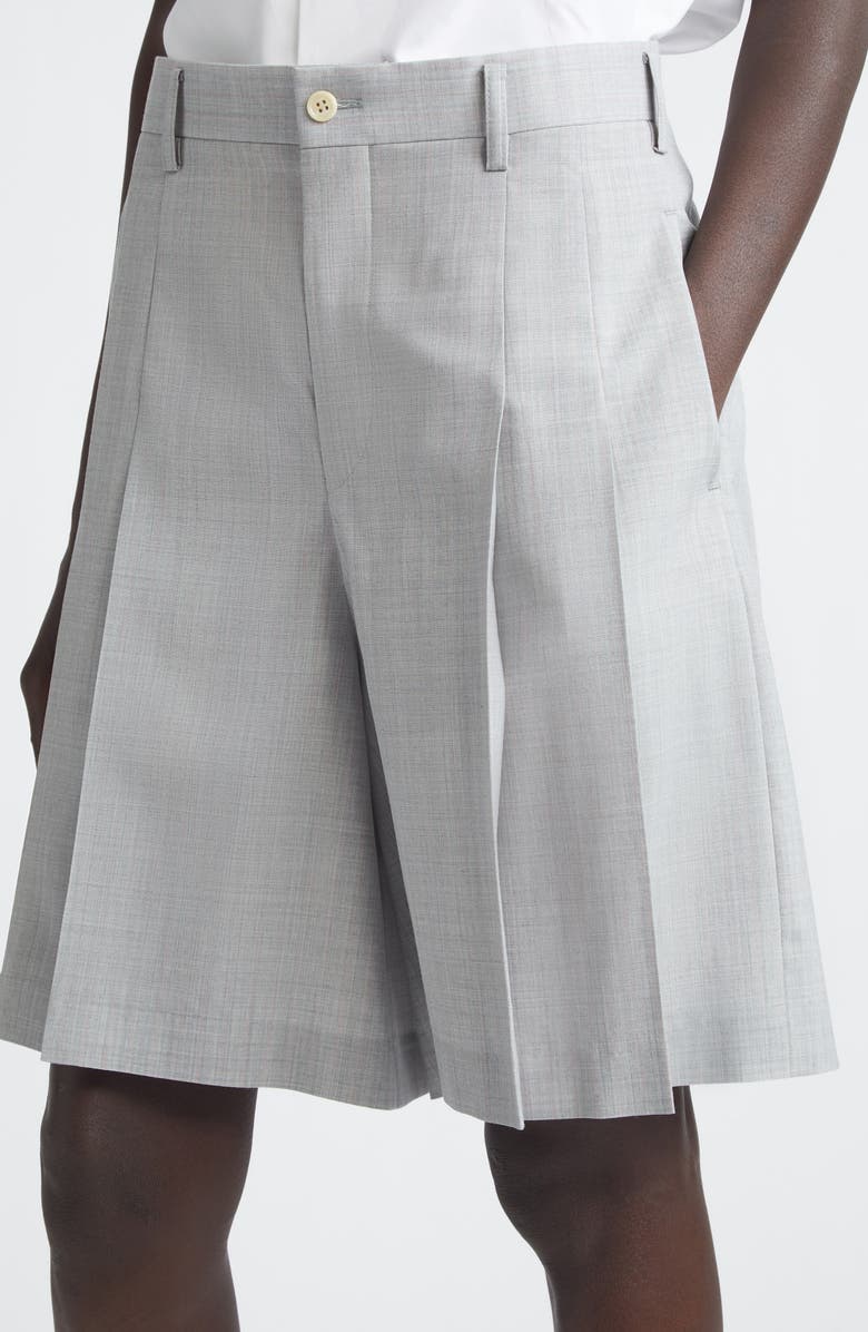 Comme des Garçons Girl Pleated Yarn Dyed Tropical Wool Shorts, Alternate, color, Grey/ Pink