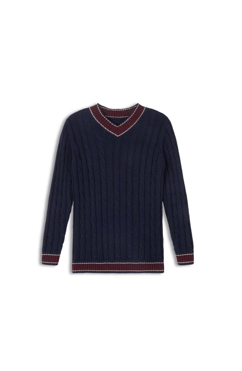 Ely's & Co. Looms Cable Knit Boys Collection - Sweater, Main, color, Navy/Wine