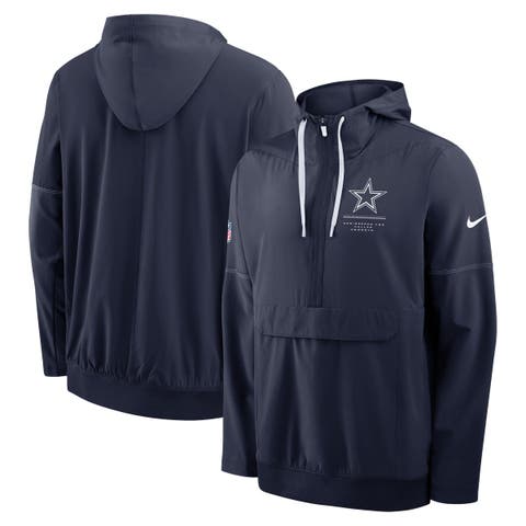 Men's Nike Navy Dallas Cowboys Sideline Logo Glory Anorak Half-Zip Hooded Jacket