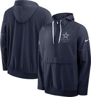 Nike Men's Nike Navy Dallas Cowboys Sideline Logo Glory Anorak Half-Zip Hooded Jacket
