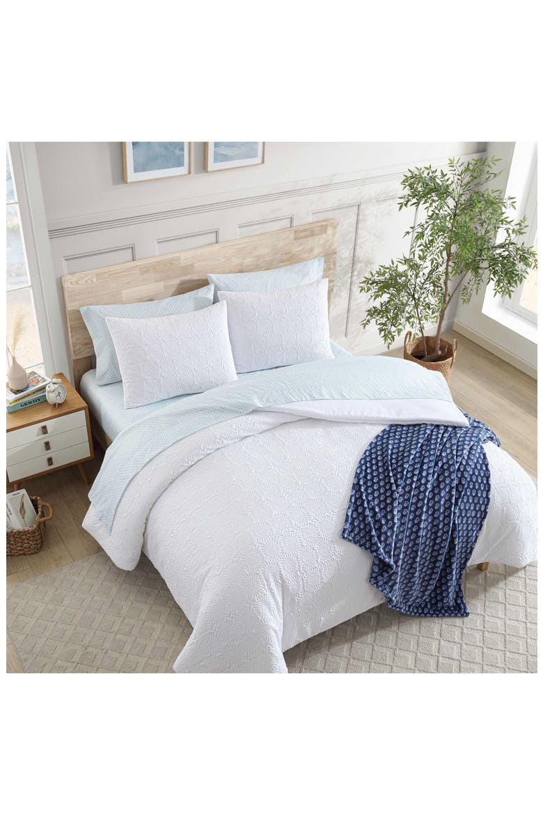 Sunflower Embossed Microfiber Comforter, Sheets & Throw Set, Alternate, color, WHITE