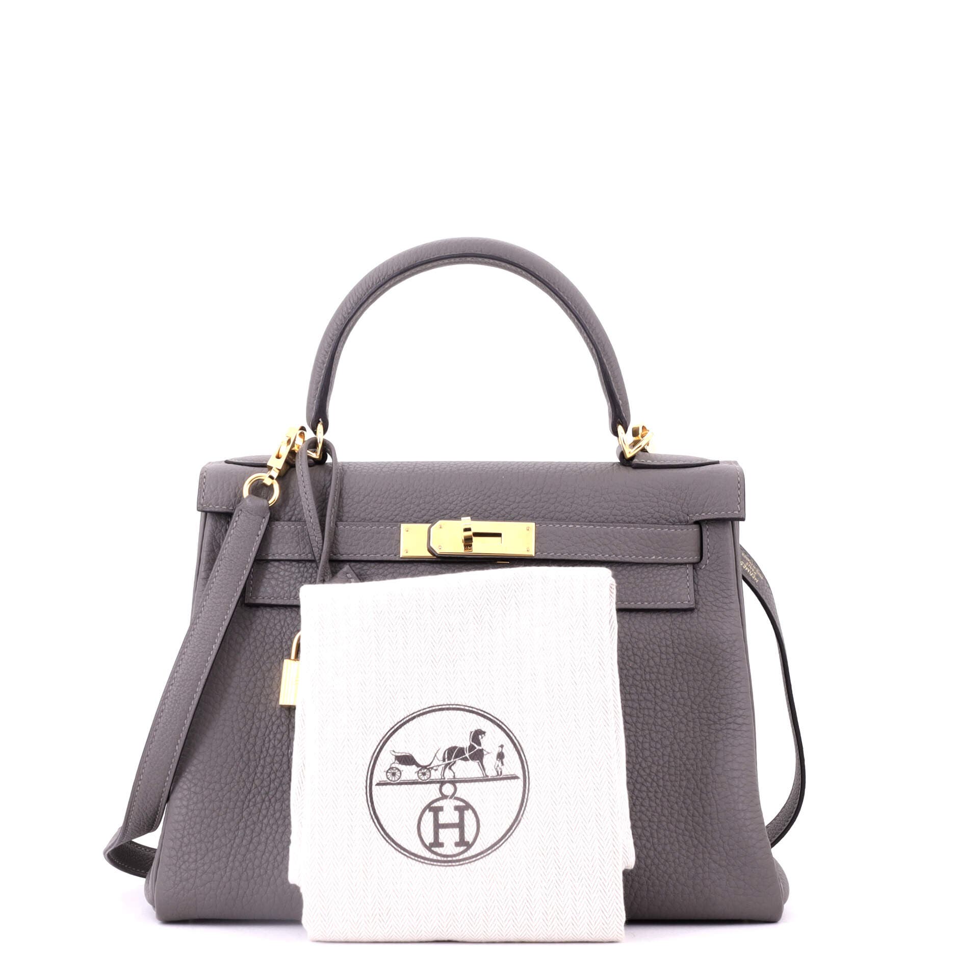 Pre-Owned Hermes Kelly Handbag Grey Togo with Gold Hardware 28, Alternate, color, Gris Meyer