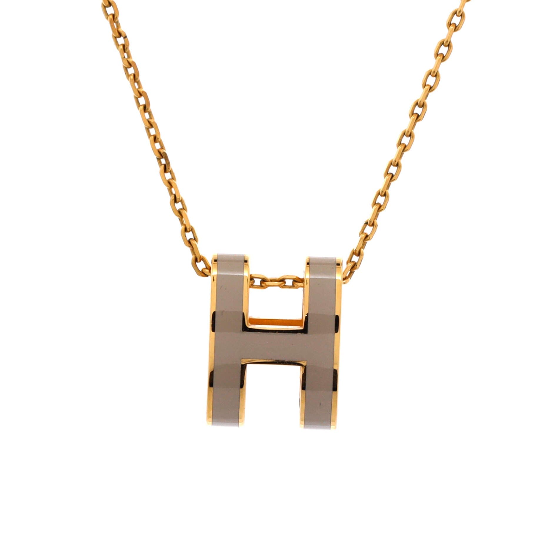 Pop H Pendant Chain Necklace Metal and Enamel, Main, color, Gold