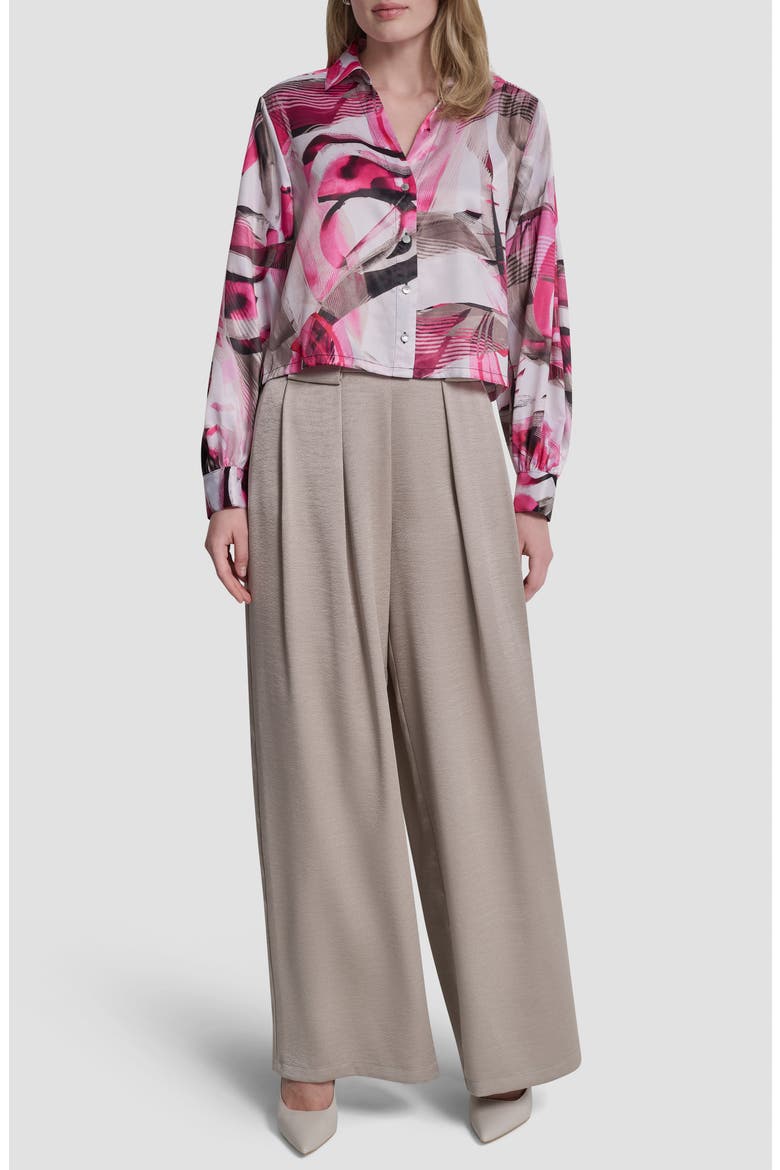 Satin Button-Up Shirt, Alternate, color, SPRING WISPS