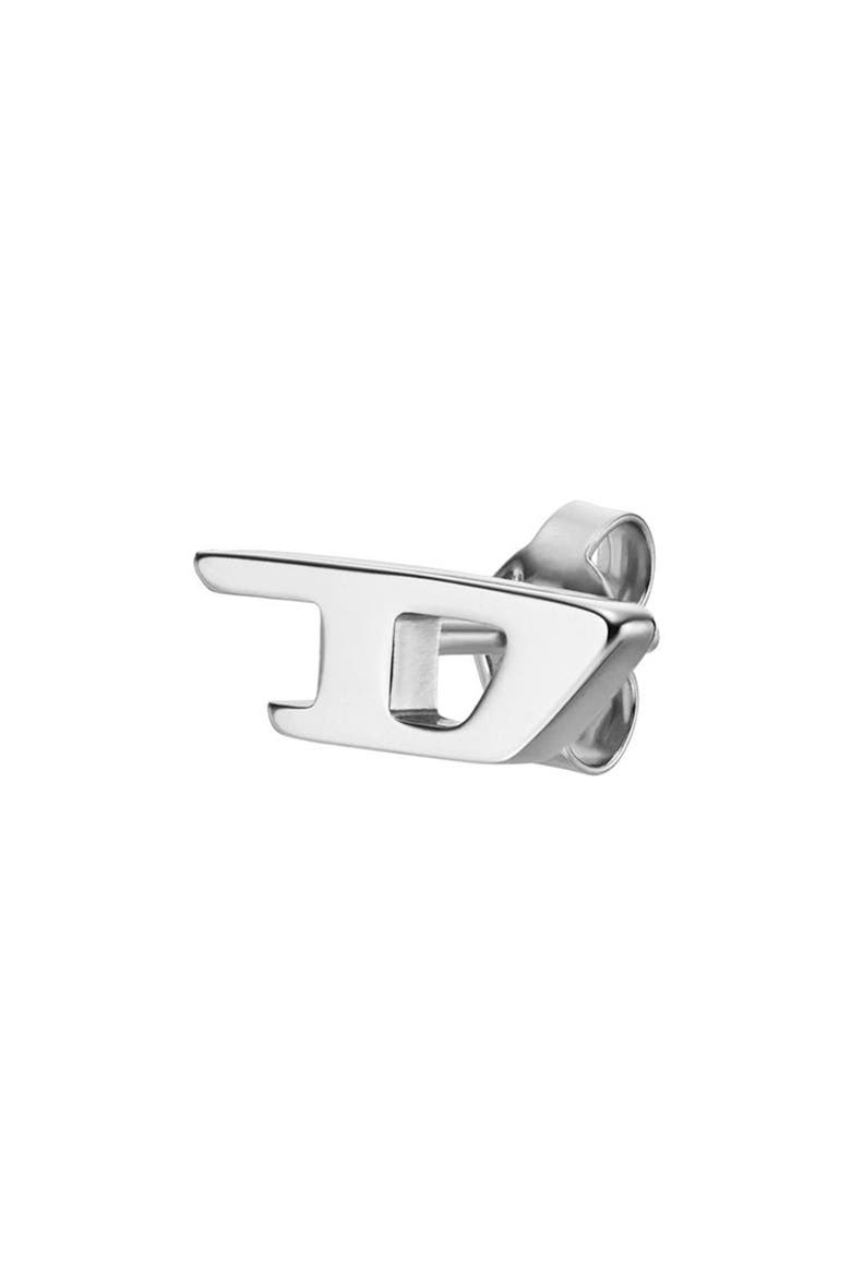 D Logo Enamel Single Stud Earring, Alternate, color, SILVER