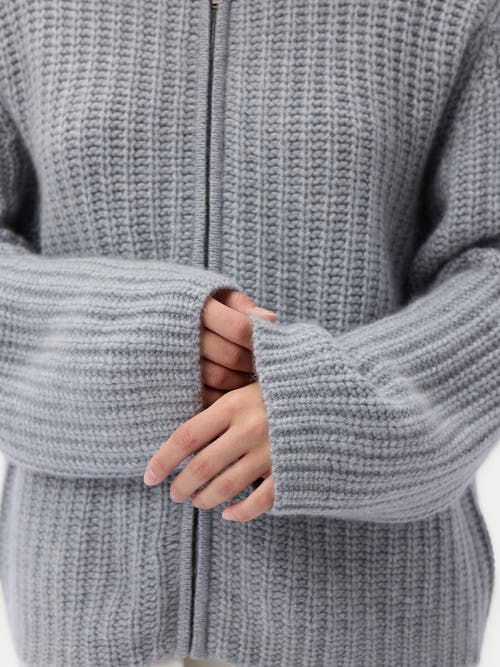 Gobi Mongolian Cashmere Chunky Cashmere Cardigan With Zipper In Blue