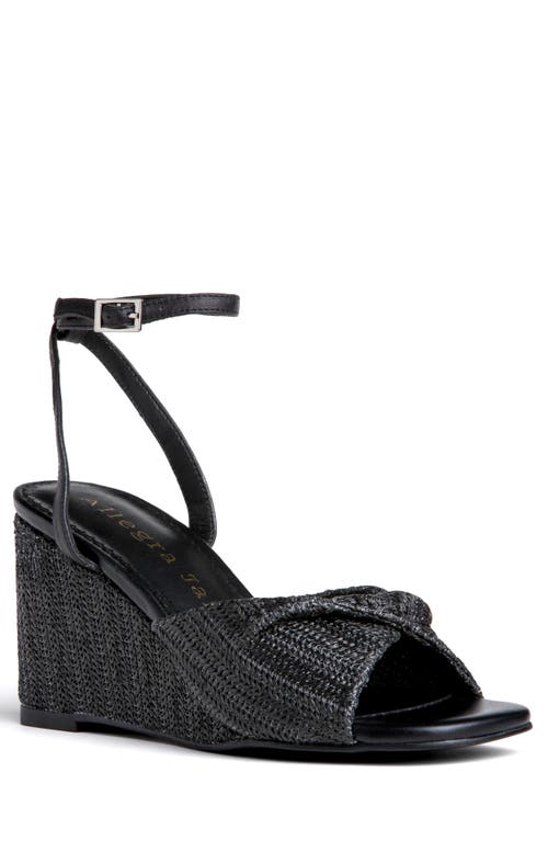Allegra James Mona Raffia Wedge Sandal In Black