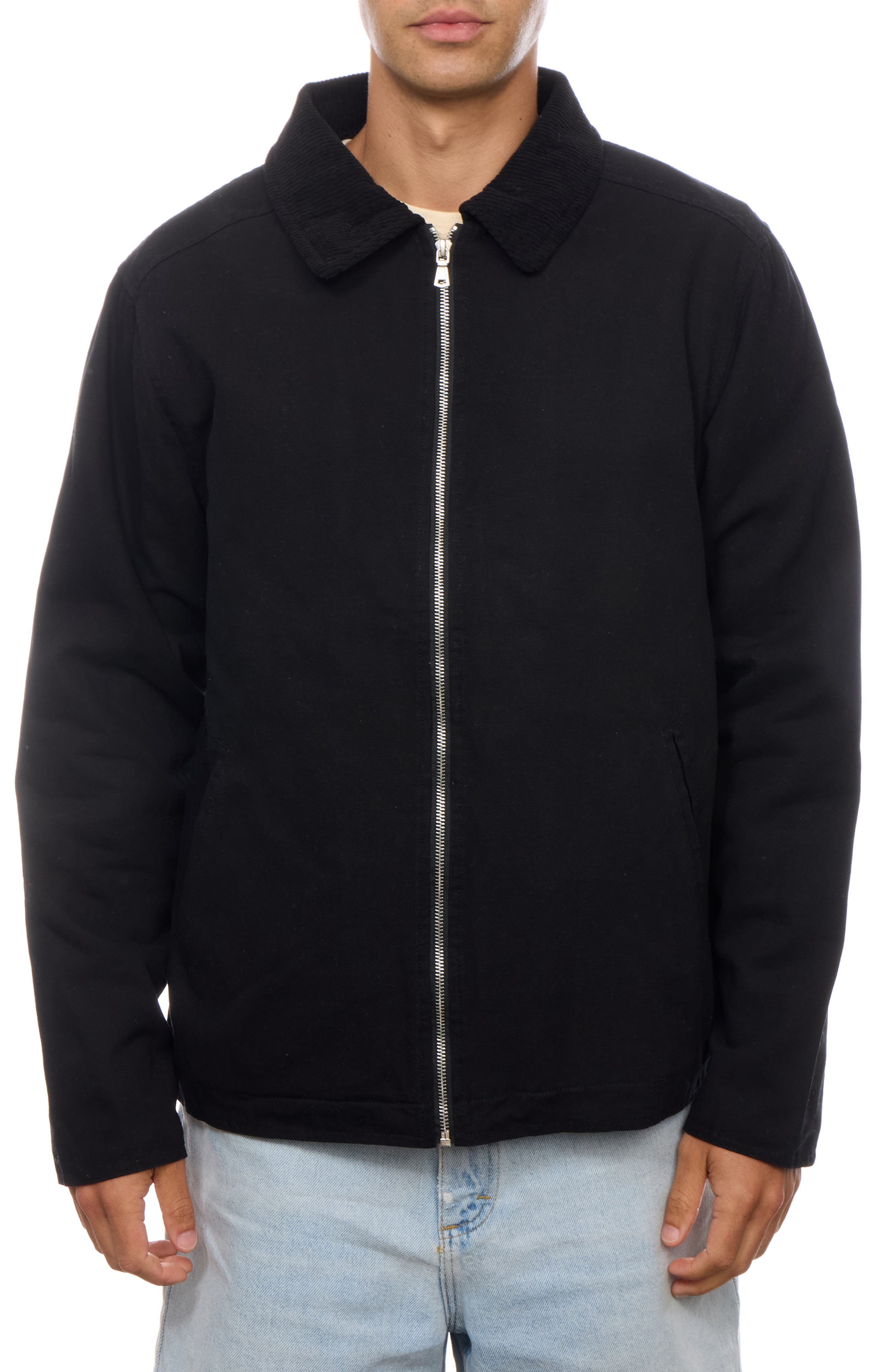 Corduroy Collar Cotton Twill Jacket