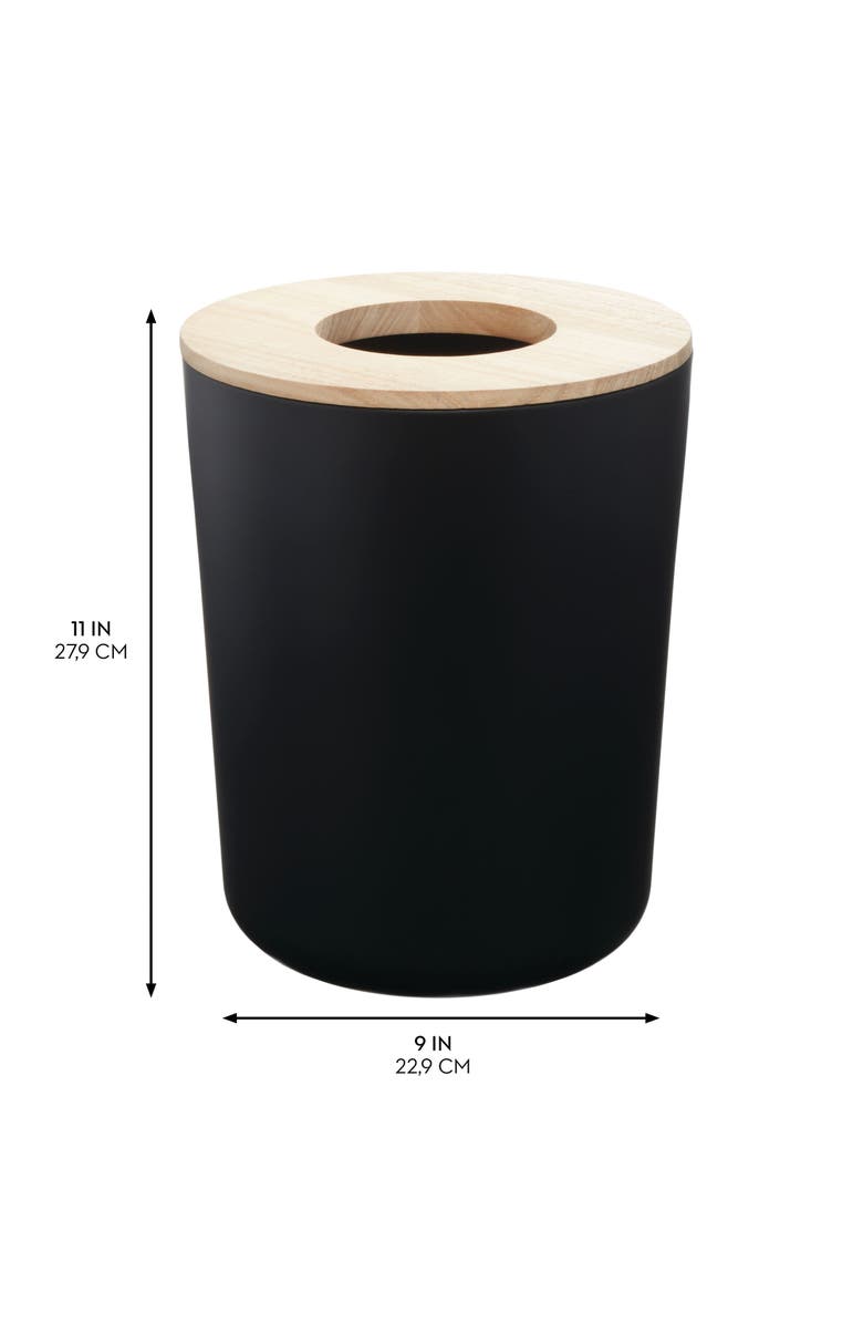 iDesign Small Round Bathroom Trash Can - Set of 2 - Matte Black, Alternate, color,