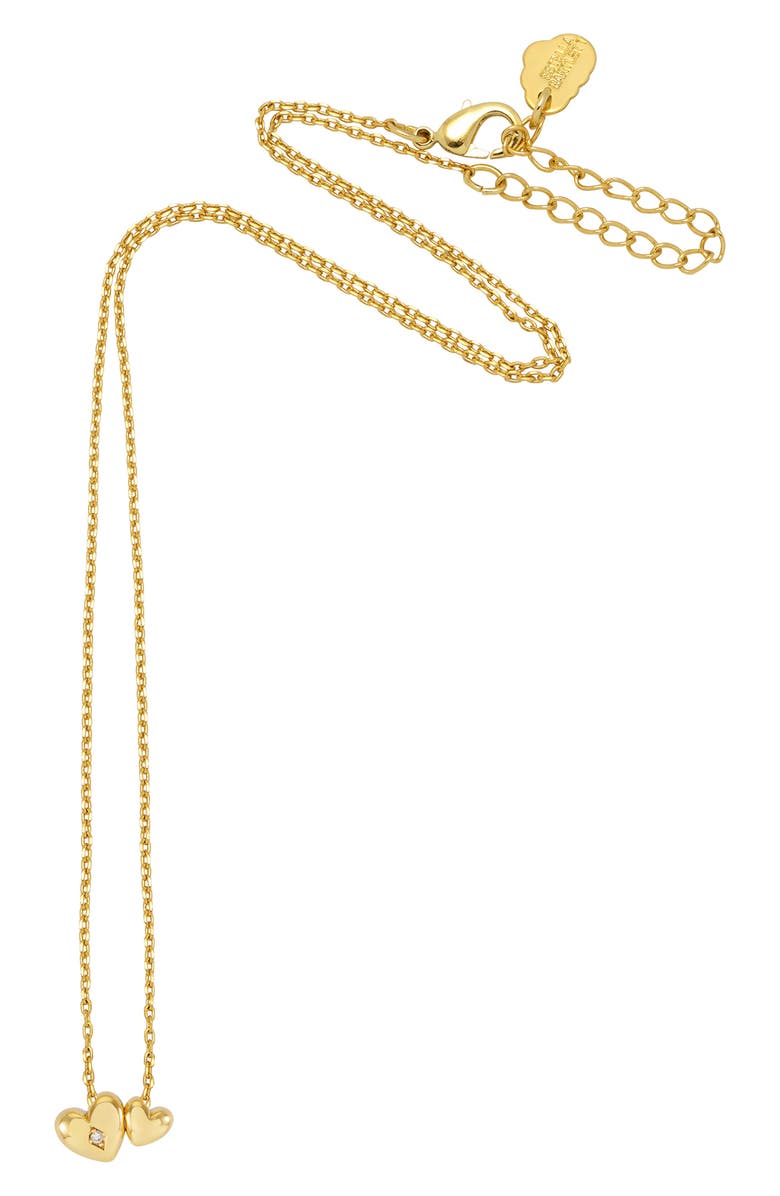 Estella Bartlett Double Heart & Cubic Zirconia Necklace, Alternate, color, Gold