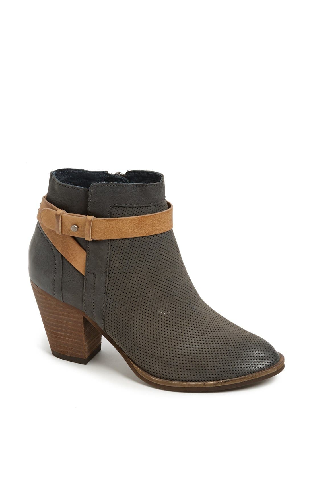 'Yuri' Leather Bootie, Main, color, BLACK NUBUCK