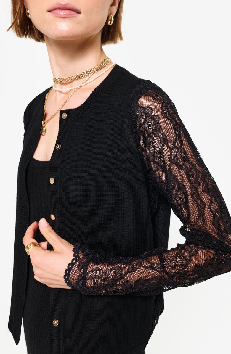 CAMI NYC Frederica Lace Sleeve Cardigan, Alternate, color, 