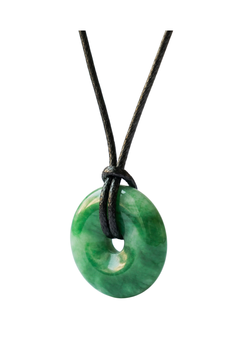 Medallion Green jade cord necklace, Alternate, color, Bright green