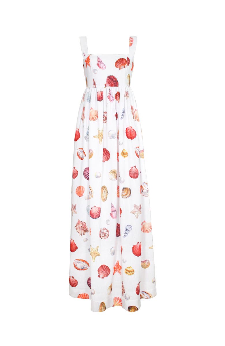 NO PISE LA GRAMA Palmar Maxi Dress, Main, color, Conchitas In White Print