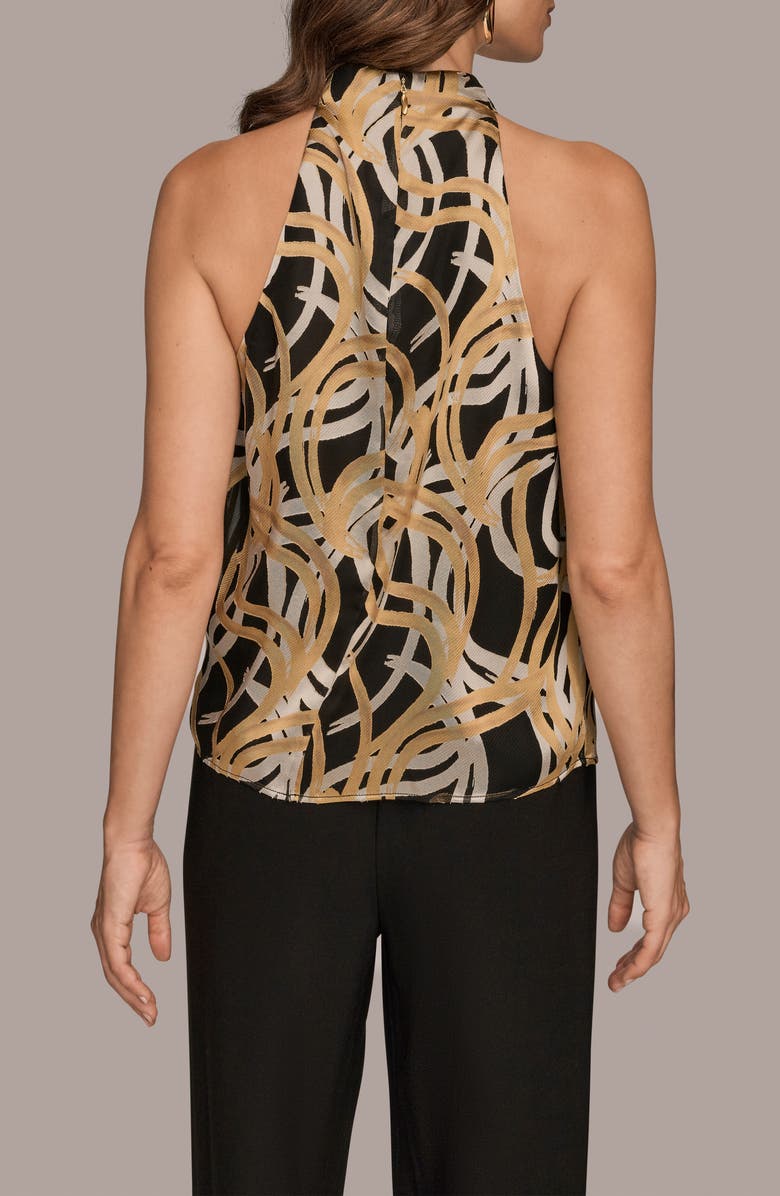 Donna Karan New York Cowl Neck Sleeveless Shirt, Alternate, color, Black/ Fawn