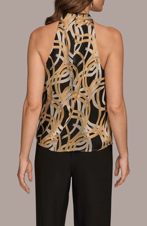 Donna Karan New York Cowl Neck Sleeveless Shirt In Animal Print