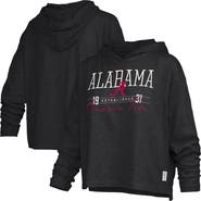 PRESSBOX Women's Pressbox  Black Alabama Crimson Tide Castillo Slub Waist Length Long Sleeve Hooded T-Shirt